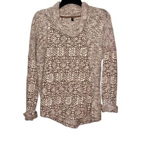 North River Womens Jacquard French Terry Cowl Neck Long Sleeve Shirt Sz L